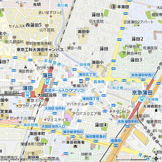 Ｒ＆Ｂホテル蒲田東口付近の地図